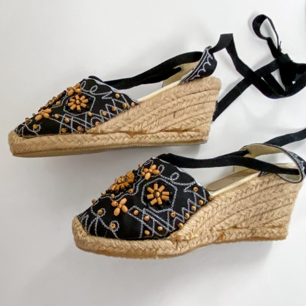 NYC Couture - Wrap Floral Beaded & Embroidered Espadrilles - Picture 8 of 15